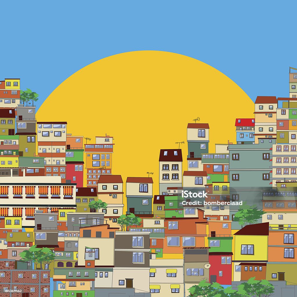Favela - arte vectorial de Barrio bajo libre de derechos
