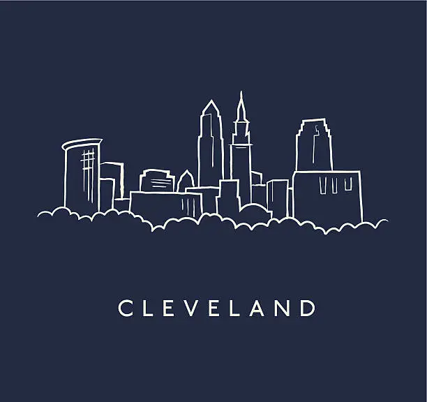 Vector illustration of Cleveland Skyline Sketch