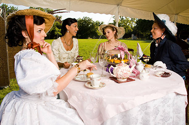 tea-party - old fashioned tea cup victorian style beauty stock-fotos und bilder