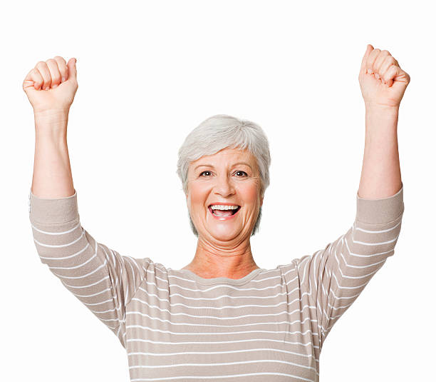 istock Elderly Woman Cheering - Isolated 184371921