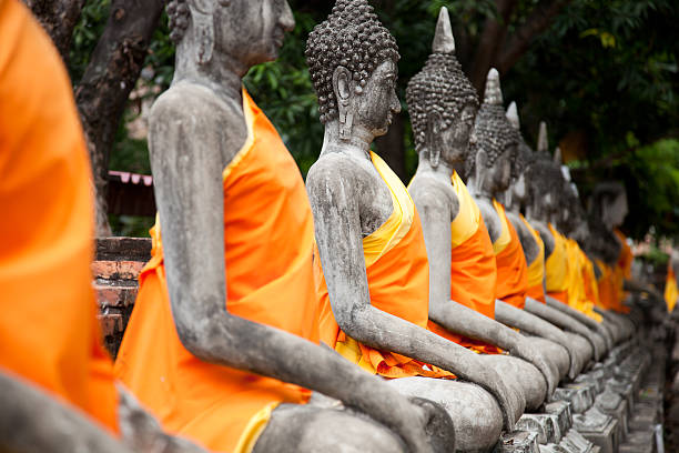 istock Sitting Buddhas images at Wat Yai Chai Mongkol, Ayutthaya, Thailand 184372030