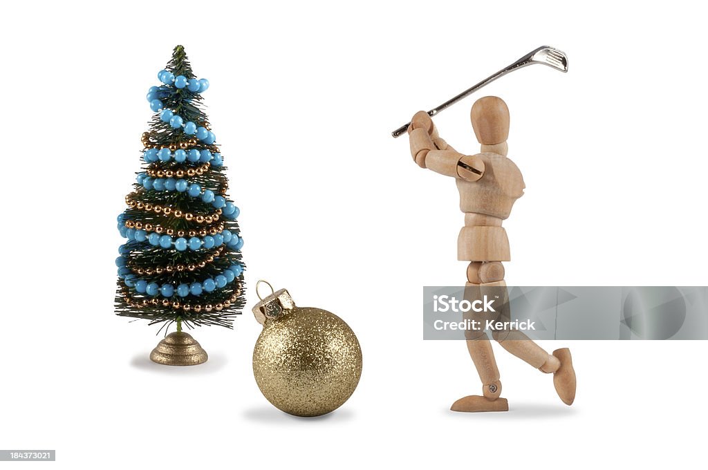 Hölzerne Puppen Schuhe bauble mit golf club - Lizenzfrei Baum Stock-Foto