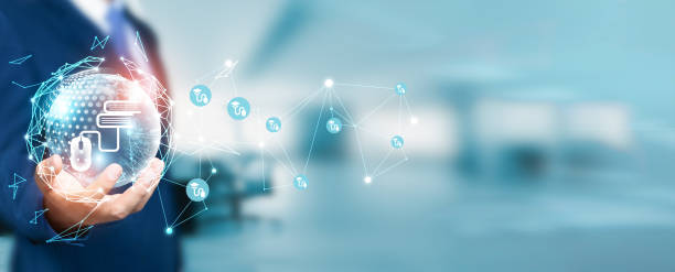 istock Businessman hold circle of network structure in the E-learning concept. Virtual learning and online network. Education network. Digital learning. 1843730498