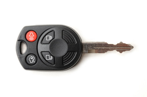 Automotive remote key on white