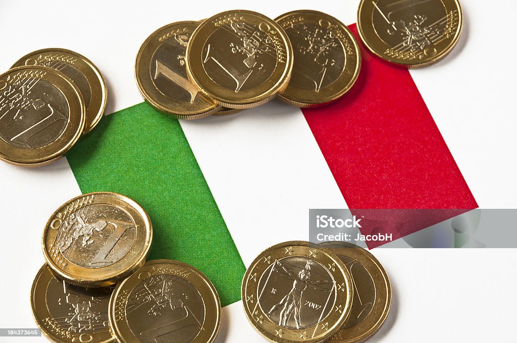 Bandera italiana y Euros - Foto de stock de Bandera libre de derechos