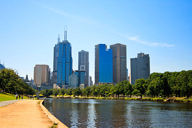 istock Financial district buildings besides the Yarra River, Melbourne, Australia 184373746