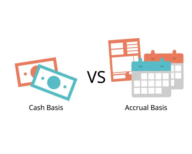 Vector illustration of Difference between cash basis and accrual basis accounting