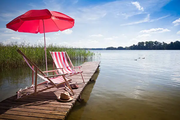 Two Deck Chairs on jetty