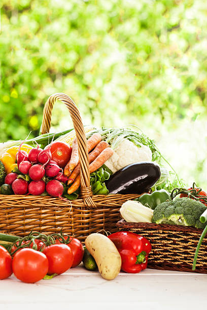 istock Basket With Organic Vegetables Fresh From Market 184374476