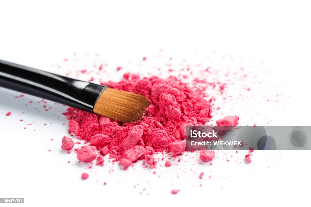 Close-up de maquiagem escova e pó - Foto de stock de Beleza royalty-free