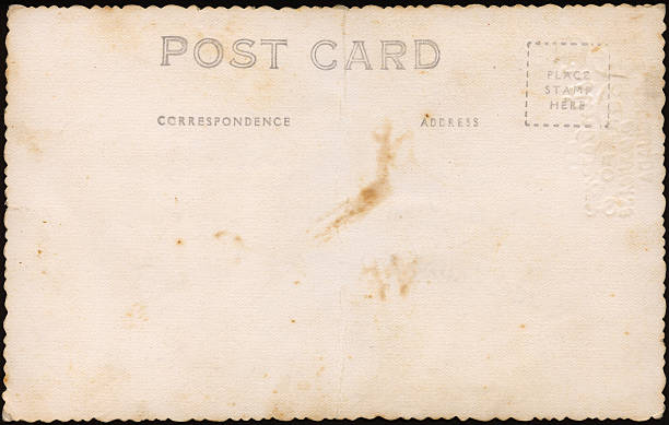 ancienne carte postale vintage de papier vide-arrière-plans - yellowed edges photos et images de collection