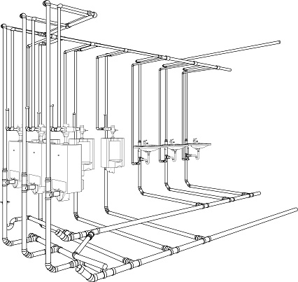 3D illustration of building piping