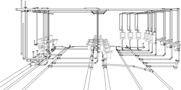3D illustration of building piping