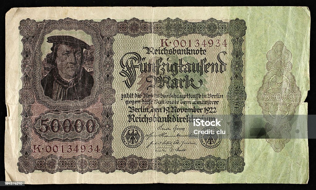 1922 年ドイツ��からの資金 50000 マーク - インフレのロイヤリティフリーストックフォト