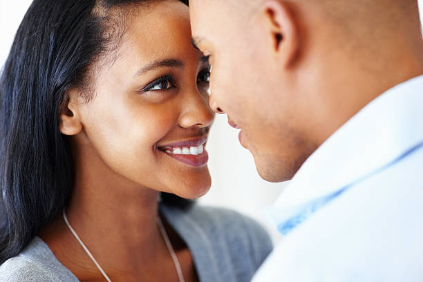 istock Smiling woman in love with her man 184376278