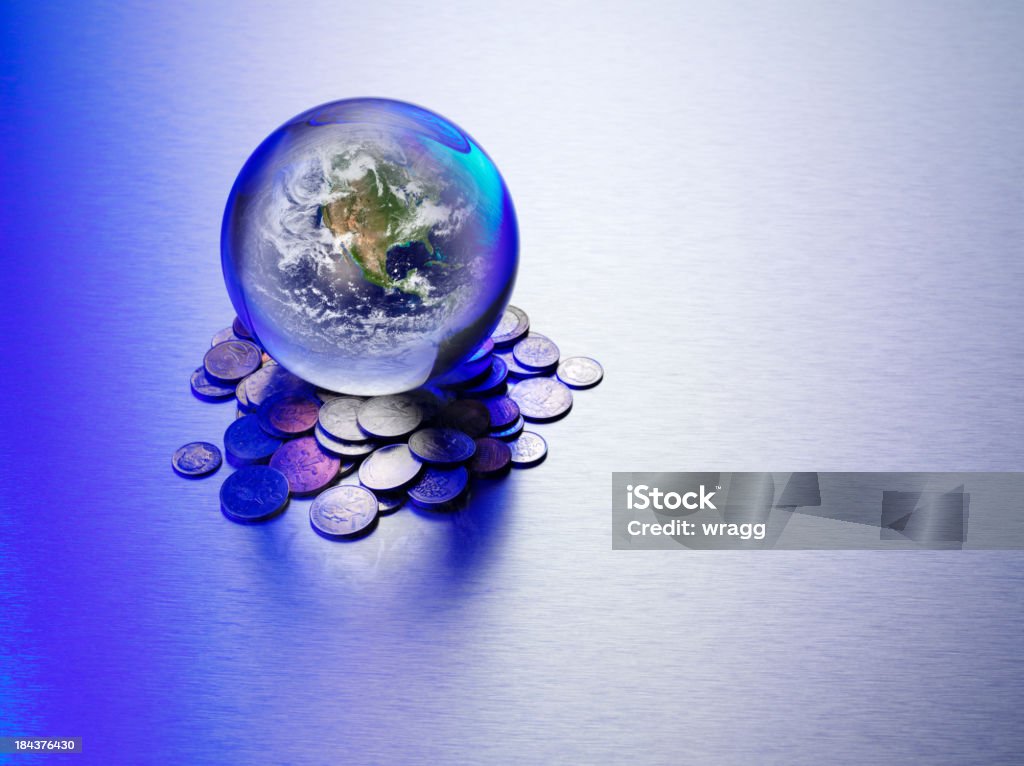 Mundo moeda e a América em uma Bola de Cristal - Royalty-free Esfera Foto de stock