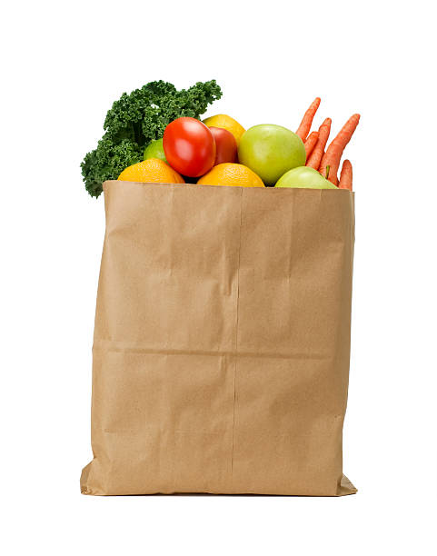 bolsa de mercearia - isolated isolated on white studio shot food - fotografias e filmes do acervo