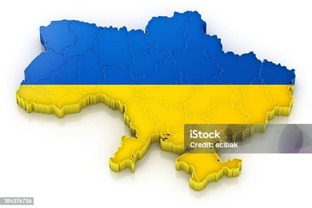Foto de Mapa Com Bandeira De Ucrânia e mais fotos de stock de Ucrânia - Ucrânia, Mapa, Bandeira