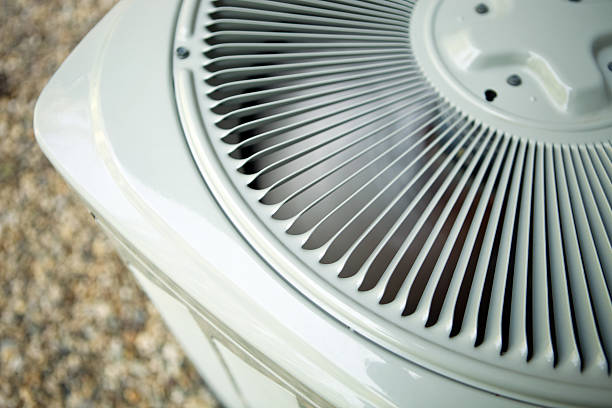 Residential Air Conditioner Condensing Unit Fan  compressor photos stock pictures, royalty-free photos & images