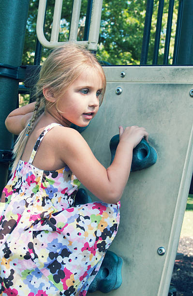 istock Little Girl on Playground Climbing 184377085