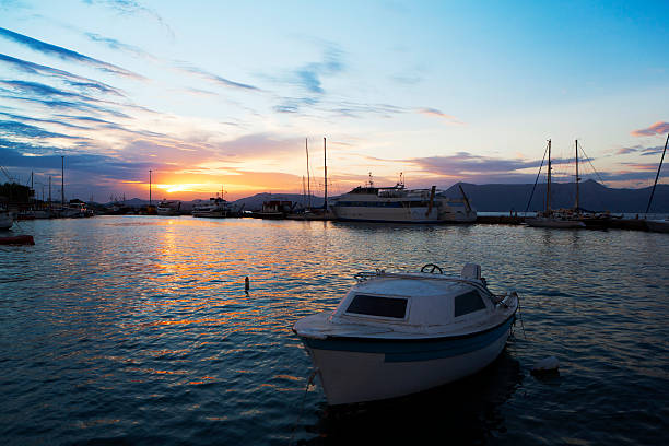 istock boats at sunset, Greece, Corfu 184377343
