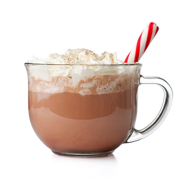 Hot Chocolate Hot chocolate with peppermint stick.  Please see my portfolio for other holiday and food related images. hot chocolate stock pictures, royalty-free photos & images