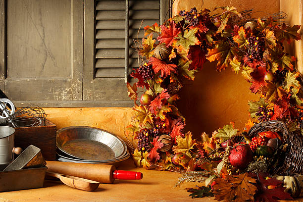 cocina de vacaciones - thanksgiving table setting autumn fotografías e imágenes de stock