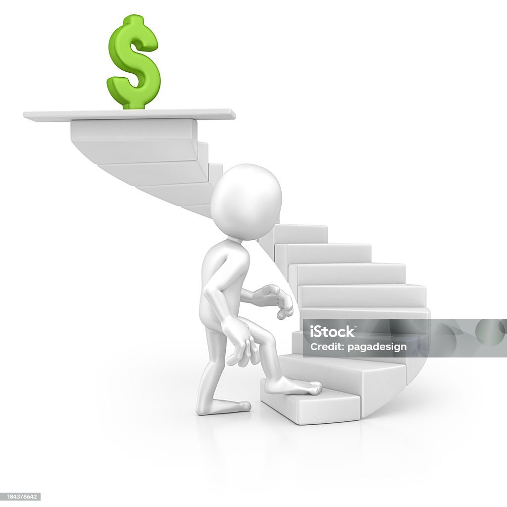character walking on the dollar symbol isolated white character walking on the dollar symbol.3d render. Cut Out Stock Photo