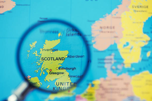 istock Magnifying glass over Scotland on European map 184379490