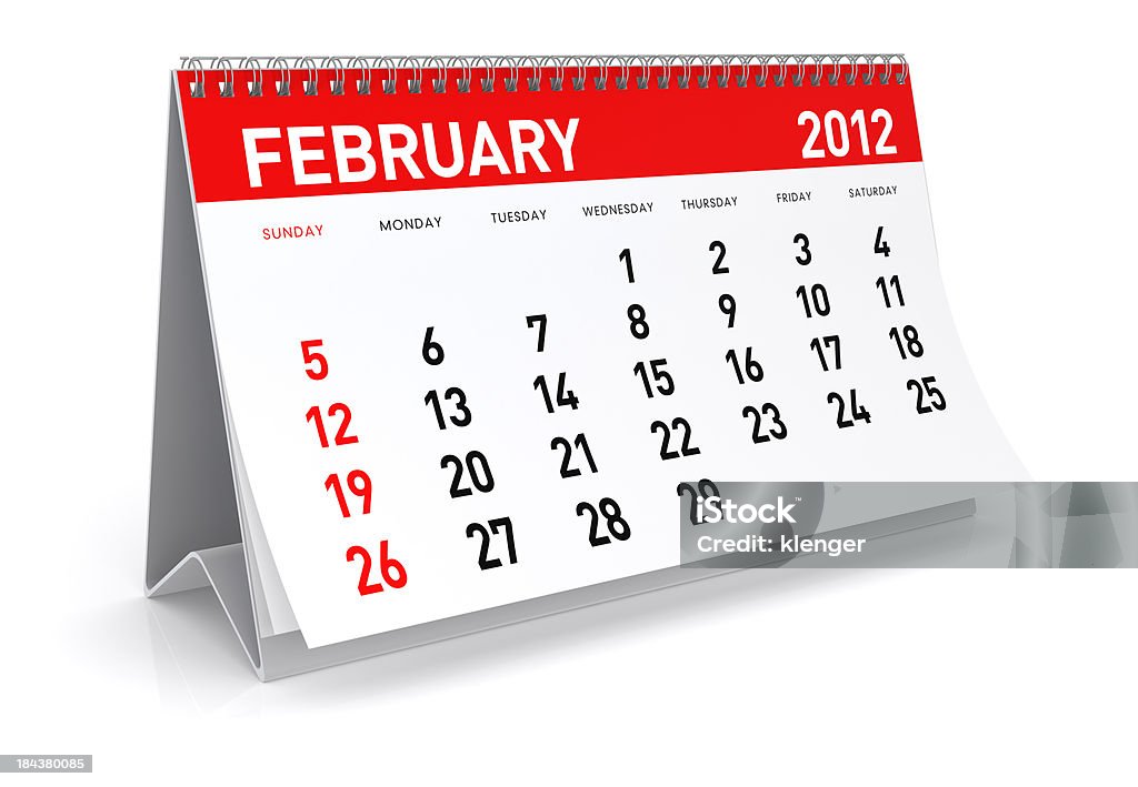 Februar 2012-Kalender - Lizenzfrei 2012 Stock-Foto