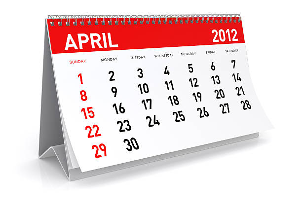 calendario de abril de 2012 - april calendar 2012 time fotografías e imágenes de stock