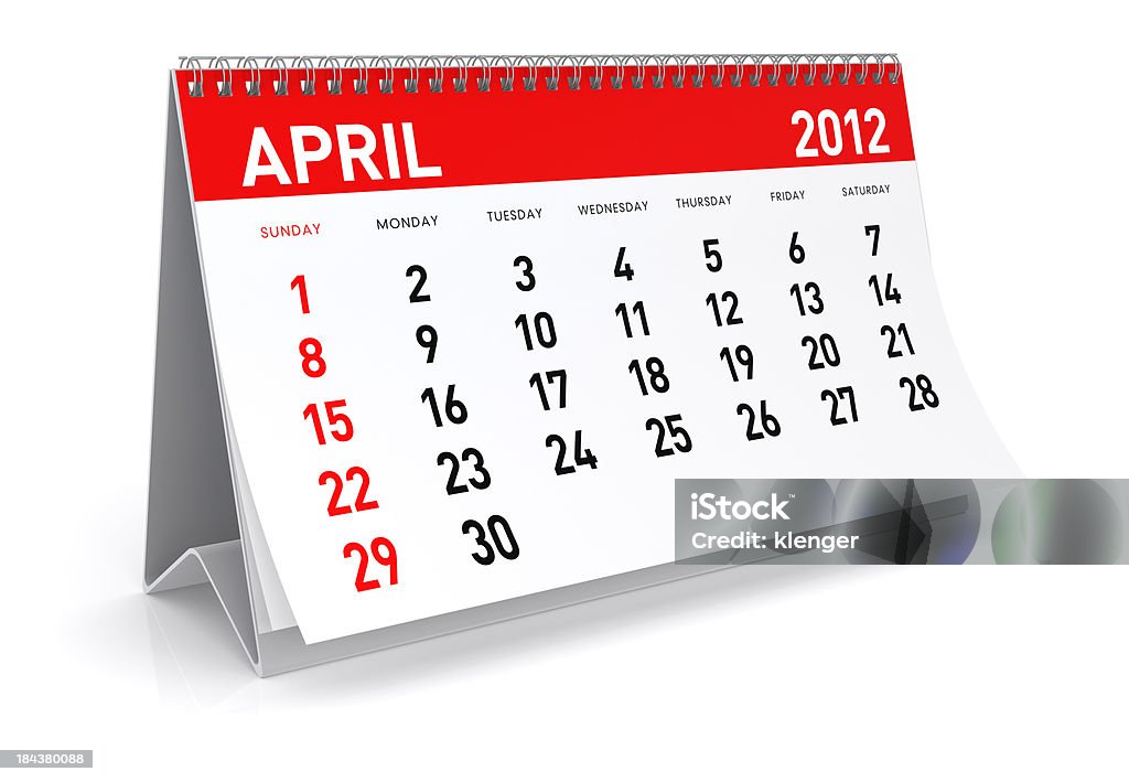 De abril de 2012-calendário - Foto de stock de 2012 royalty-free