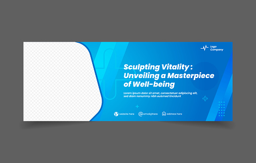 Medial Banner Cover Social media blue color template design with image space easy to replace