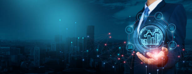 istock Businessman analyzing business growth goals and company performance, formulating a strategy and plan for target analytics. Detailed analysis of market trends. 1843805680