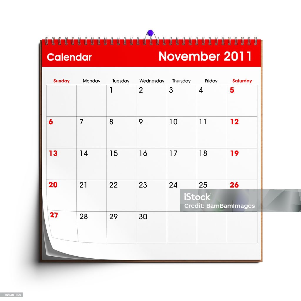 Wall Calendar - November 2011 A wall calendar with November 2011 displayed...Check out the other images in this series here... 2011 Stock Photo
