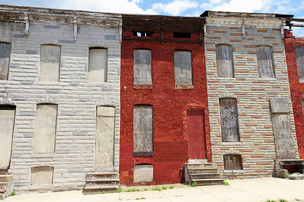 Abandoned Boarded Up Rowhouses