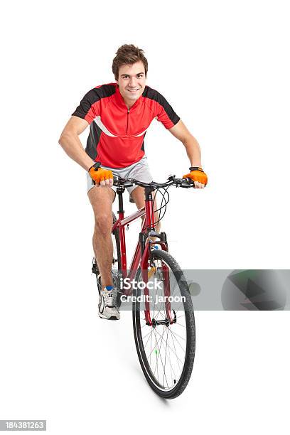 Foto de Jovem Bonito Homem Em Bicicleta e mais fotos de stock de Bicicleta - Bicicleta, Ciclismo, Foto de estúdio