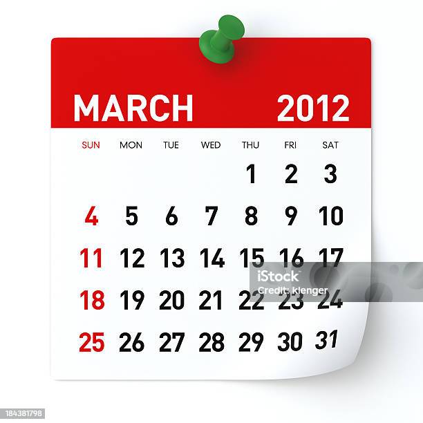 Calendário De Março - Fotografias de stock e mais imagens de 2012 - 2012, Calendário, Criação Digital