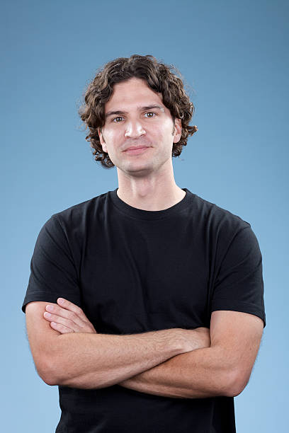 istock Young white male with black t-shirt 184381989