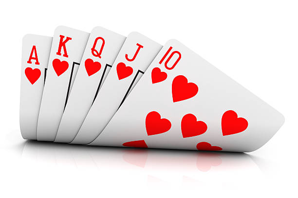 royal flush - poker cards royal flush heart shape imagens e fotografias de stock