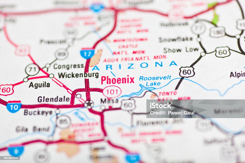 Phoenix, AZ mappa - Foto stock royalty-free di America del Nord