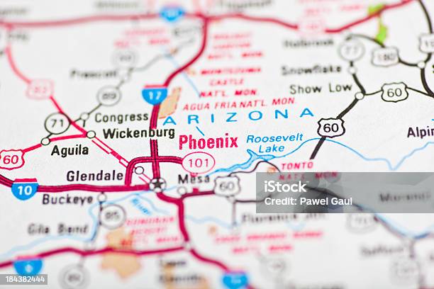 Phoenix Az Mappa - Fotografie stock e altre immagini di America del Nord - America del Nord, Arizona, Carta geografica