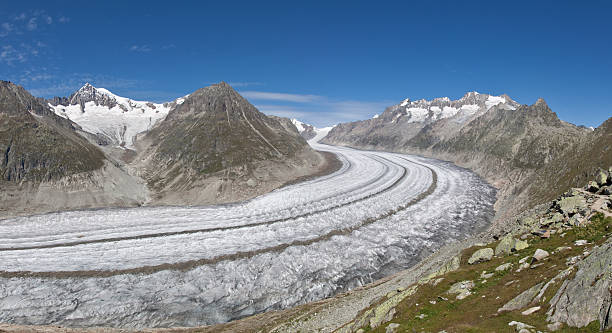 le grand glacier d'aletsch, wallis, suisse - swisse photos et images de collection