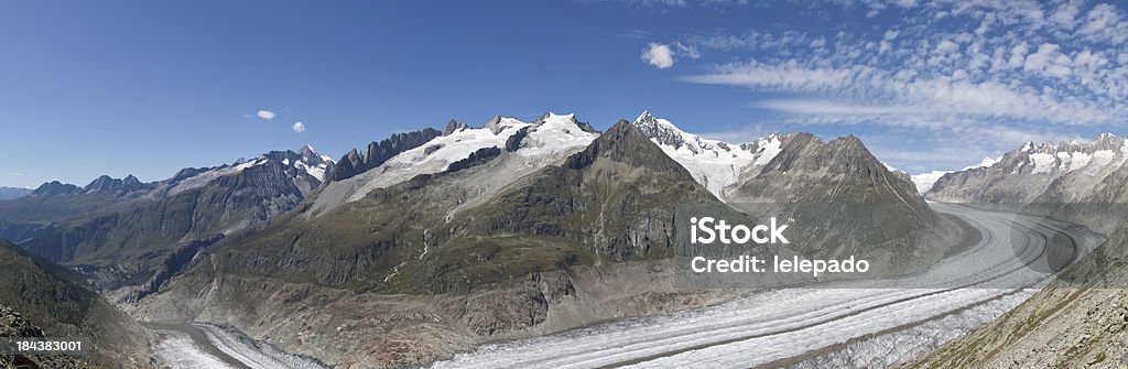 Wielki Lodowiec Aletsch, Wallis, Szwajcaria szeroki panorama - Zbiór zdjęć royalty-free (Alpy)