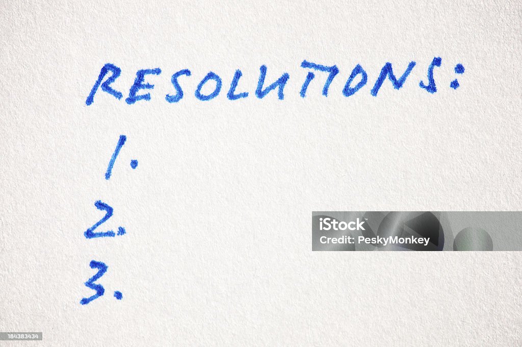 Resoluciones lista escrito a mano en papel con textura - Foto de stock de 2012 libre de derechos