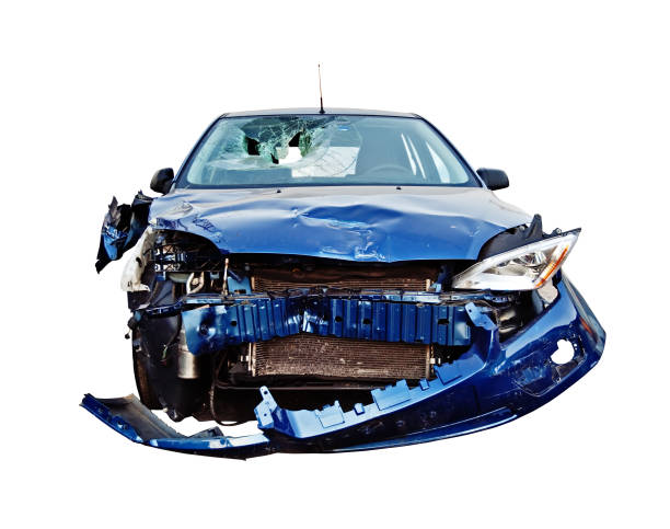 Crashed car stock photo