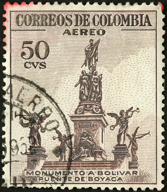 istock Bolivar Monument on an old Colombian postage stamp 184384571