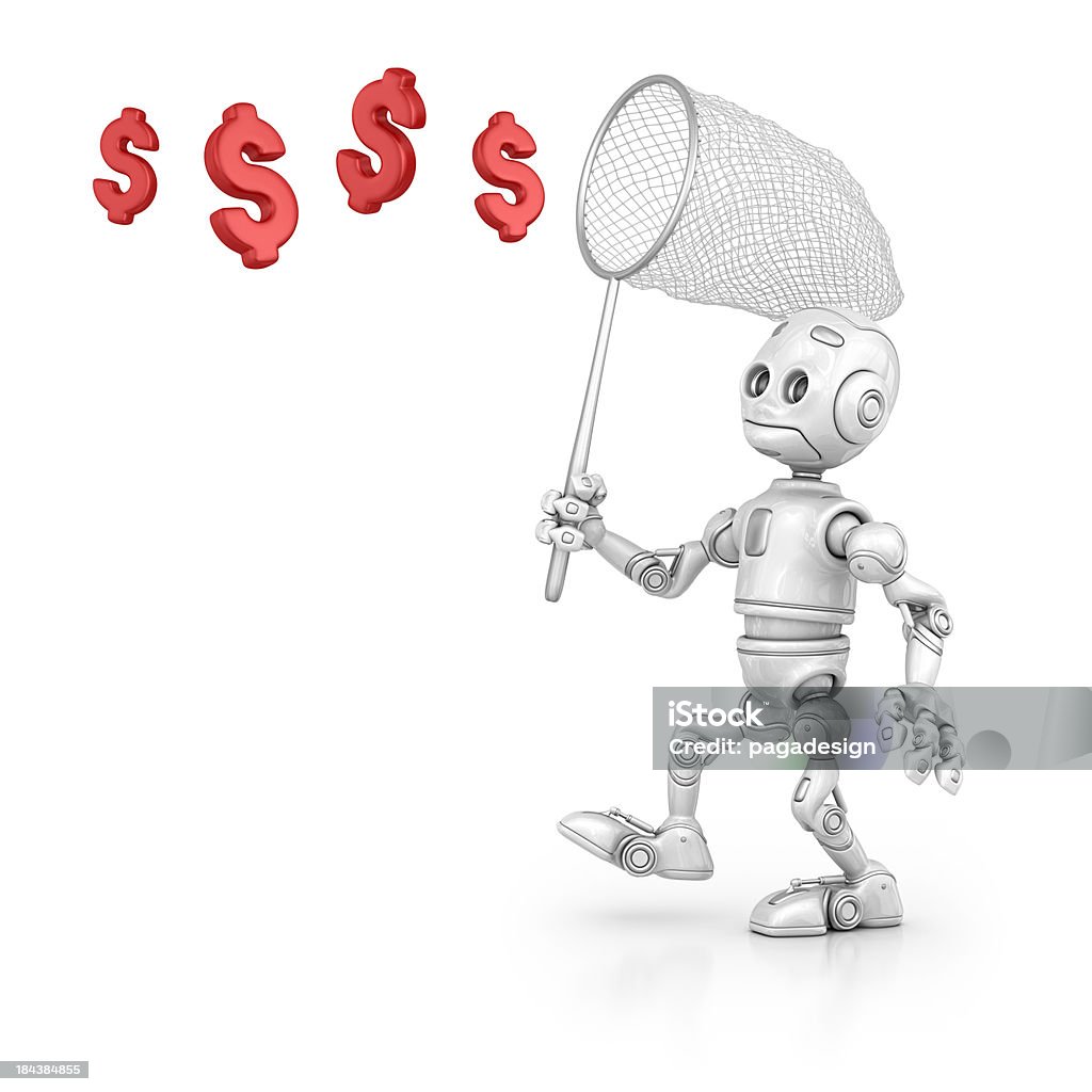 robot regardant symbole dollar - Photo de Monnaie libre de droits