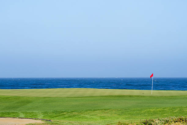 vista oceano e campo da golf - pebble beach california california golf carmel california foto e immagini stock