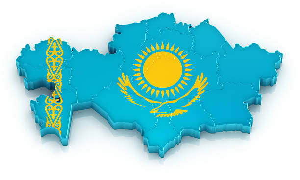 Kazakhstan map with flag stock photo
